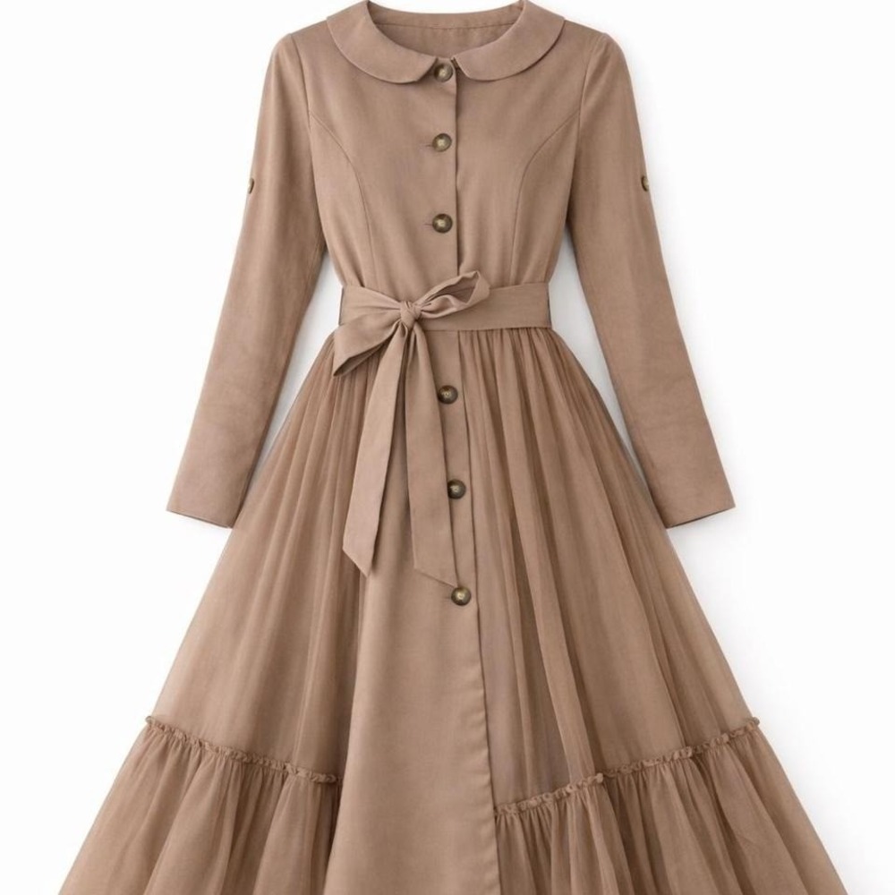soft brown fairycore midi dress - Picture 2 of 4